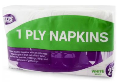 (image for) PPS NAPKIN WHITE 1PLY 250S - 30X27