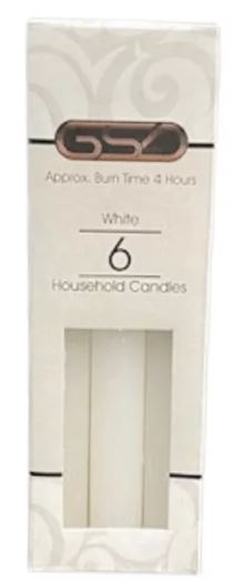 (image for) GSD H/HOLD CANDLES WHITE 6\" - 6S