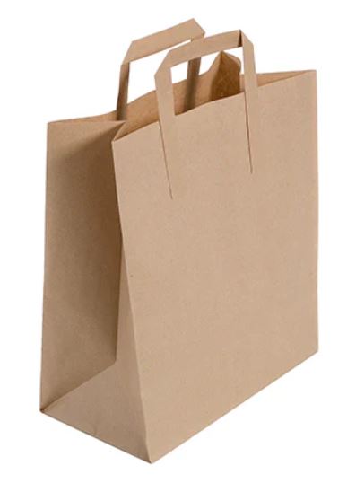 (image for) UNI TAKEAWAY BAG+HANDLE BROWN - SMALL