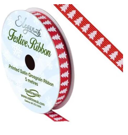 (image for) OT ELE XMAS TREE RIBBON RED - 5M10MM