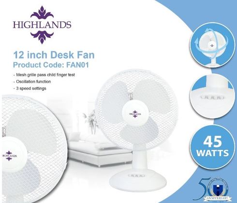 (image for) HL DESK FAN HIGHLAND - 12\"