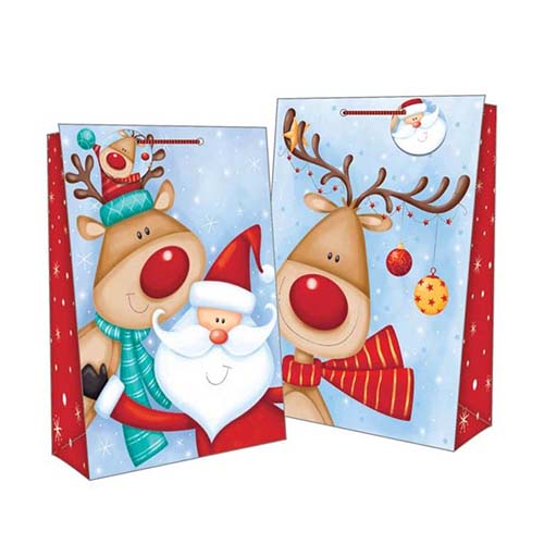 (image for) XMAS GIFT BAG REINDEER/SANTA - SJUMBO