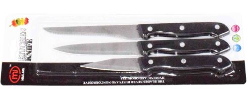 (image for) T/STAR KITCHEN KNIFE BLK 3PK - 3PCS