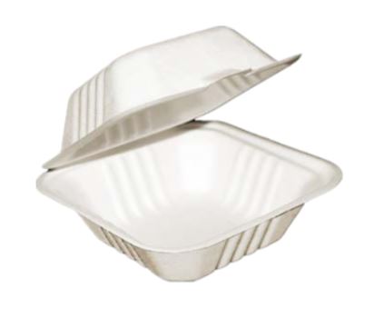 (image for) MP BAGASSE CLAMSHELL BOX - 6x6\"
