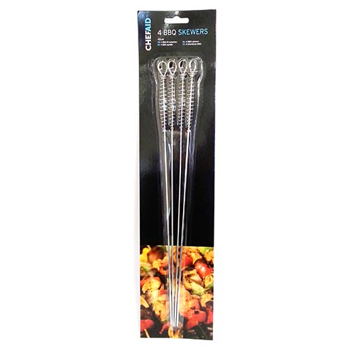 (image for) CHEFAID METAL BBQ SKEWERS 4S - 41CM