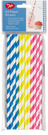 (image for) TALA PAPER STRAWS STRIPED ASST - 24S