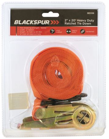 (image for) BLKSPUR RATCHET TIE DOWN H/DUT - 2\"X20\"