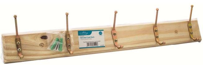 (image for) ASHLEY HOOK HAT AND COAT RACK PINE - 5HOOKS