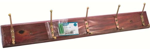 (image for) ASHLEY HOOK HAT AND COAT RACK MAHOGANY - 5HOOKS