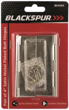 (image for) BLKSPUR HINGES SATIN NICKEL 4\" - 4\"