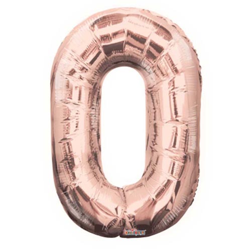 (image for) FOIL BALLOON \'0\'- ROSE GOLD - 34\"