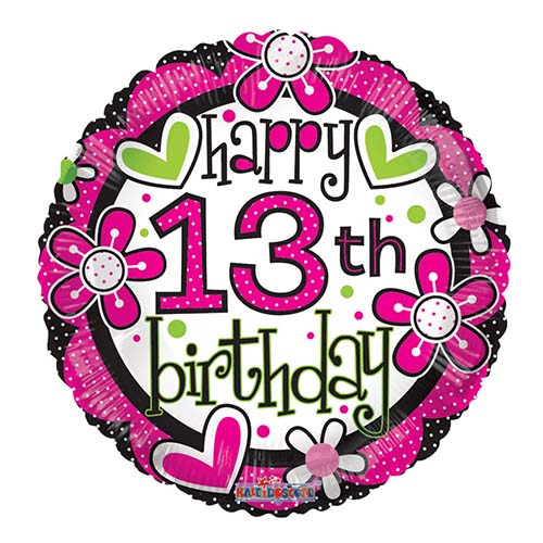 (image for) FOIL BALLOON - 13TH B\'DAY GIRL - 18\"