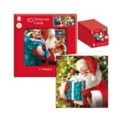 (image for) XMAS CARDS TRAD SANTA SQUARE - 10S