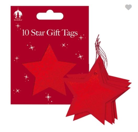 (image for) XMAS GIFT TAGS STAR RED - 10S 